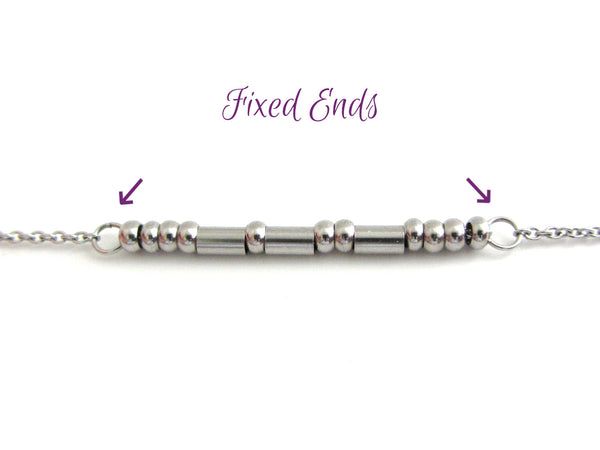example fixed stainless steel beads for morse code necklace