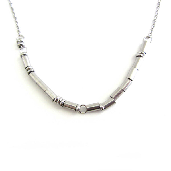 'I love you' necklace written in morse code stainless steel beads on a stainless steel chain