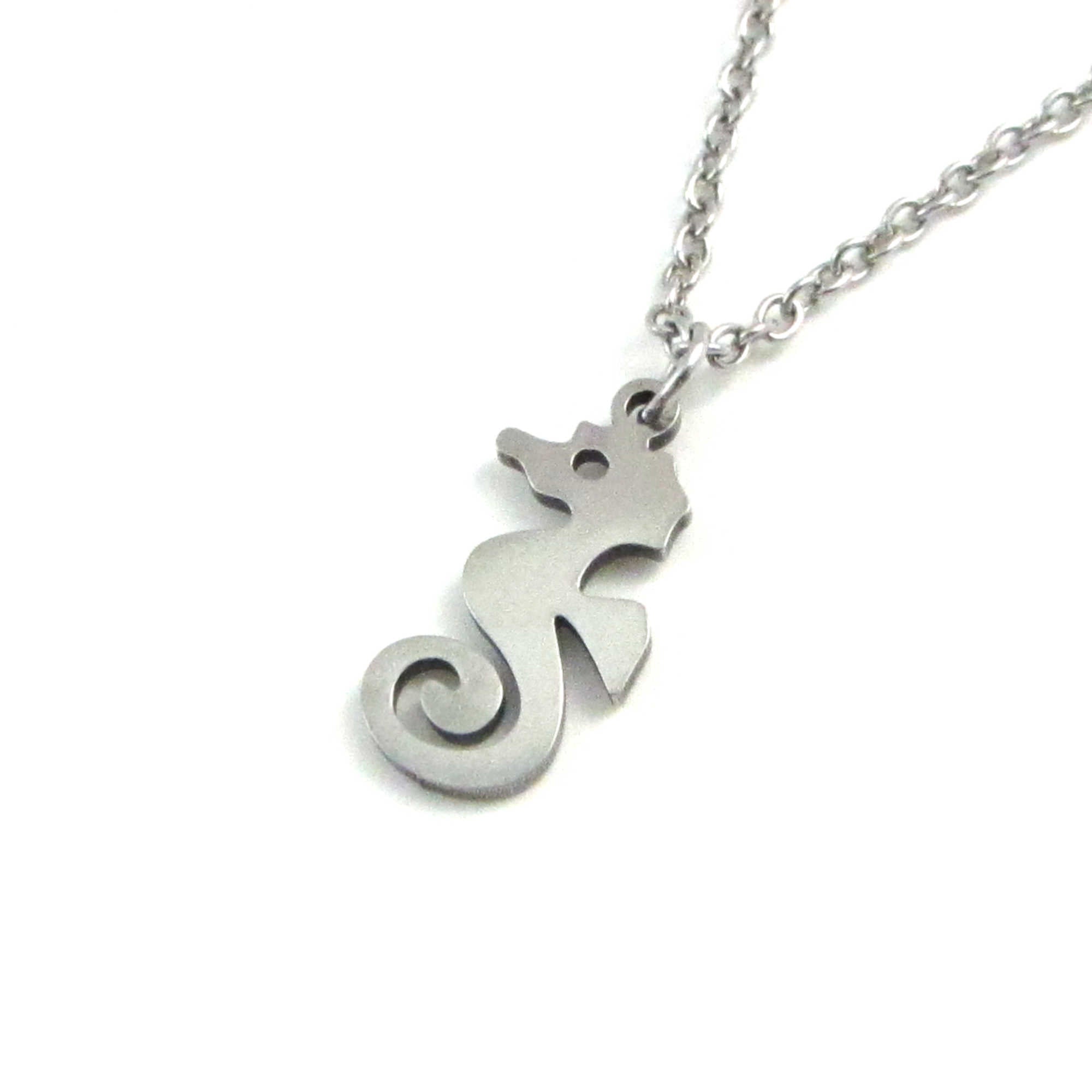 nautical seahorse charm on a stainless steel chain