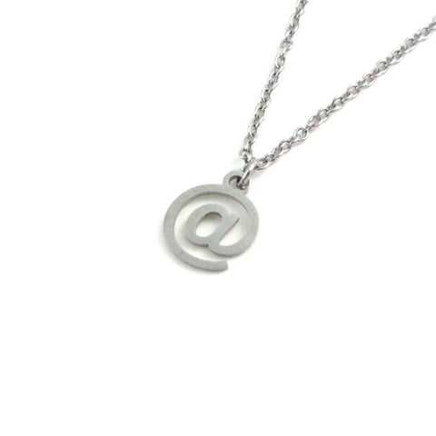 computer email at symbol sign charm on a stainless steel chain