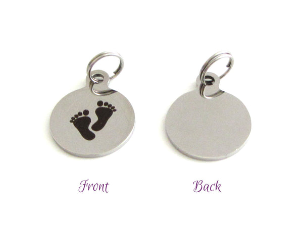 stainless steel baby footprints charm back is plain