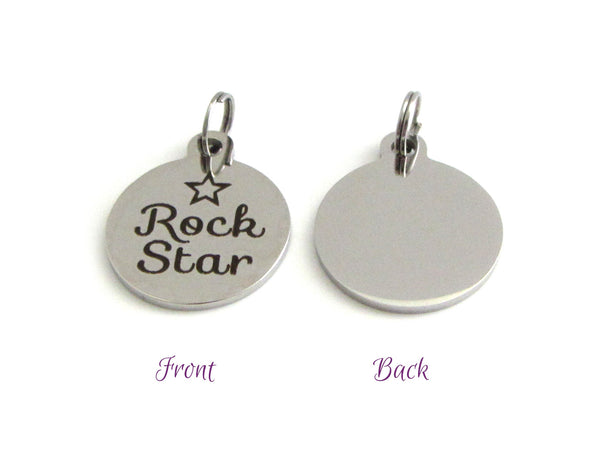 stainless steel rock star charm back is plain
