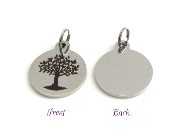 stainless steel tree charm back is plain