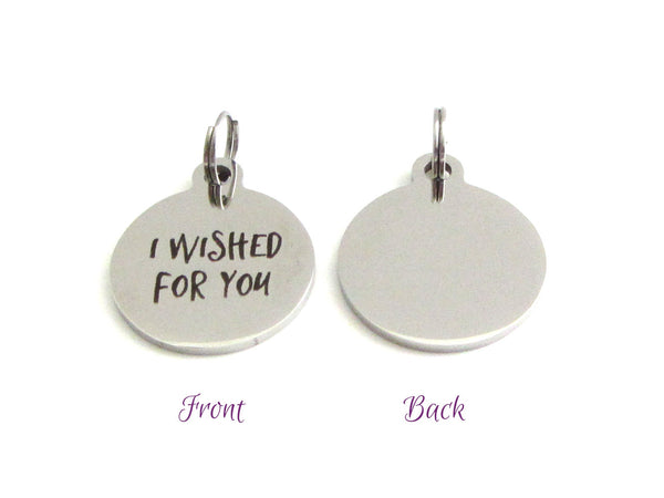 stainless steel "I wished for you" charm back is plain
