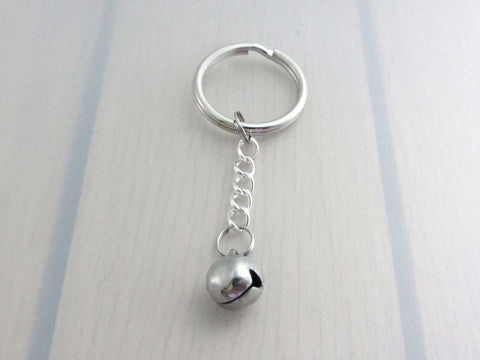 stainless steel bell charm on a chain keyring