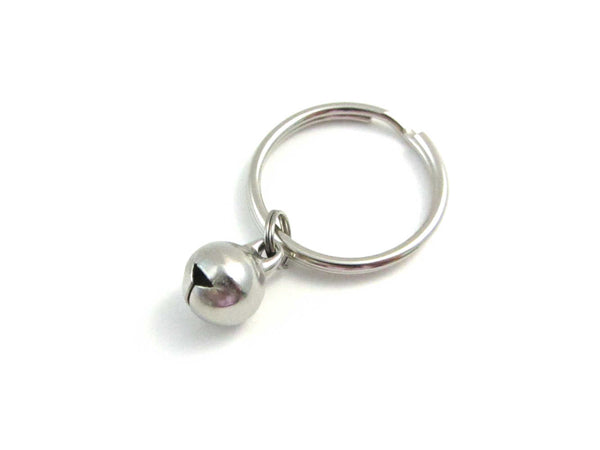 stainless steel bell charm on a keyring