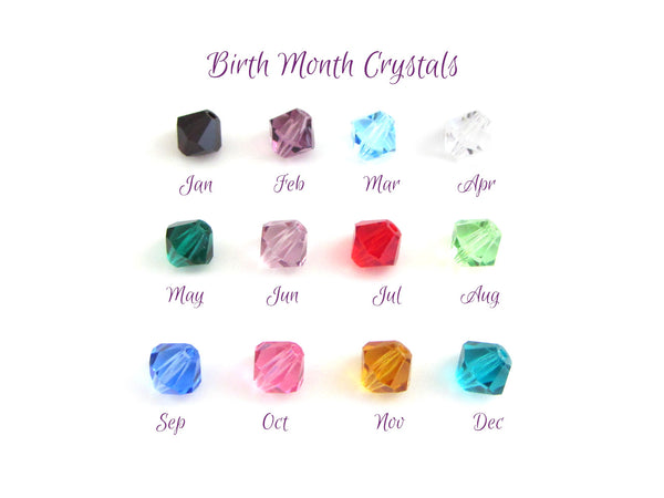 birth month coloured crystal charms