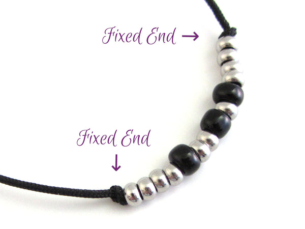 example fixed beads for morse code adjustable cord bracelet