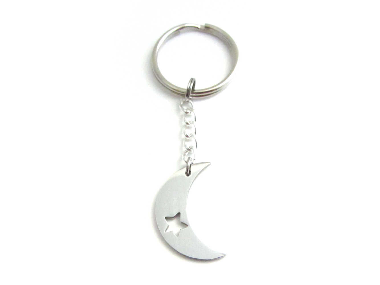 Crescent Moon Star Charm Keyring, Space Keychain – Purple Wyvern