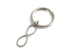 stainless steel infinity charm on a keyring