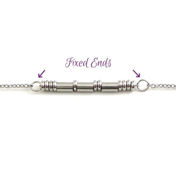 example fixed stainless steel beads for morse code necklace