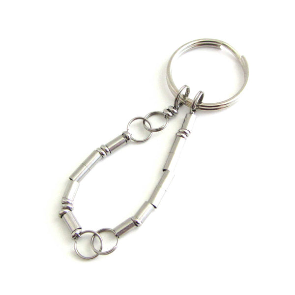 'i love you' keyring written in morse code stainless steel beads