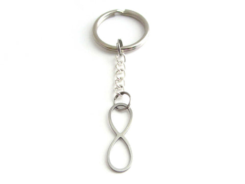 stainless steel infinity moon charm on a chain keyring