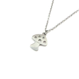 mushroom toadstool charm on a stainless steel chain