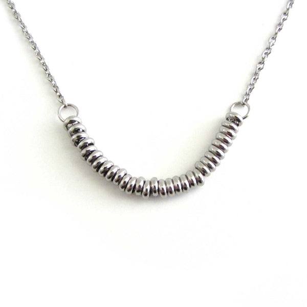 30 stainless steel beads one for each year necklace on a stainless steel chain