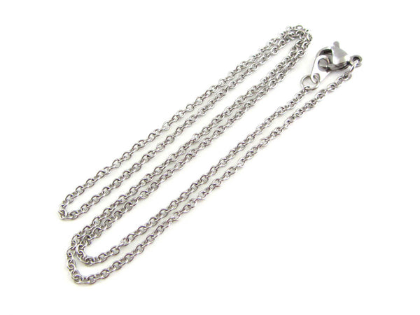 dainty stainless steel chain necklace shown with clasp