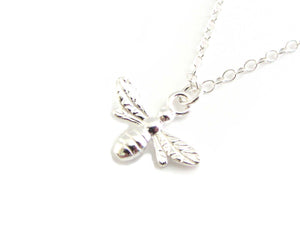 silver bee charm on a silver chain