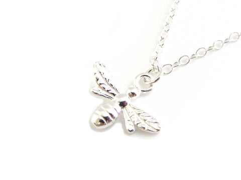 silver bee charm on a silver chain